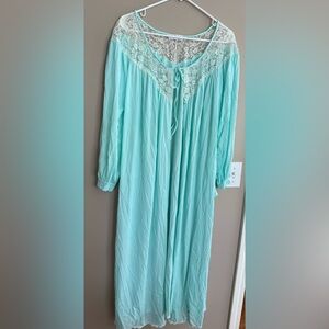 Vintage MISS ELAINE Aqua Robe Lingerie  Size L